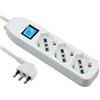 Electraline 62068 Multipresa tripla 3 posti polivalenti (schuko + 10/16A) con interruttore - cavo 1,5 m bianco