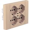 Electraline 22147 Multipresa da incasso Quadra 4 Posti Universali P40 + 2 USB-C, compatibile con tutte le scatole da incasso 3 posti (muratura o cartongesso), Champagne