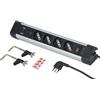 Electraline 61918 Multipresa Scrivania 4 Posti Polivalenti, Schuko + 10/16 A, con 3 USB (2 USB A 3.0A + 1 USB C 20W Power Delivery), Cavo H05VV-F 3G.1 lunghezza 2M, protezione contro sovratensioni