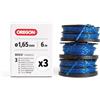 Oregon Confezione da 3 Bobine di Filo Doppio per Decespugliatore Bosh ART, Pronte all'Uso Grazie al Rocchetto Pre-Avvolto a Spirale Quadrata Gatorline, 1,65 mm