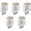 Electraline 92292 Set Adattatori da Schuko a Spina Piccola, Bianco, Confezione Da 5
