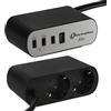 Electraline 62584 Multipresa Scrivania Electradock 2 Prese Schuko + 1 USB-A + 3 USB C 65W Power Delivery, Cavo H05VV-F 3G1.5 lunghezza 2M