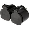 Electraline 55074 Adattatore da Esterno 2 prese Schuko, Resistente all'acqua IP44, Spina tedesca, Multipresa 2 posti schuko con tappo, Nero