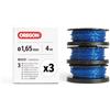 Oregon Confezione da 3 Bobine Filo per Decespugliatore Bosh, Pronte all'Uso Grazie al Rocchetto Pre-Avvolto a Spirale Quadrata Gatorline, 1,65 mm