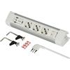 Electraline 61920 Multipresa Scrivania 3 Posti Polivalenti, Schuko + 10/16 A, con 3 USB PD20W (2 USB A 3.0A + 1 USB C 20W Power Delivery), Cavo H05VV-F 3G.1 lunghezza 2M