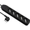 Electraline 62066 Multipresa 5 Posti polivalenti, Cavo 1,5 m-Spina Piccola 10A, Nero