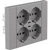 Electraline 22137 Multipresa da incasso Quadra 4 Posti Universali P40 + 2 USB-C, compatibile con tutte le scatole da incasso 3 posti (muratura o cartongesso), Titanio