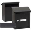ARREGUI V4034 Pack copri fessura + cassetta postale in acciaio per porte o cancelli esterni, cassetta postale da esterno, cassette postali con bocca 23x3 cm, taglia S (DIN A5), nero testurizzato