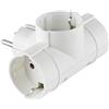 Electraline 55040 Adattatore 3 prese, Spina tedesca, Multipresa 3 posti schuko, Bianco