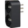 Electraline 71943 Adattatore Doppio, Multipresa due Posti frontali P40 polivalenti (10/16A+Schuko tedesca), Spina fuoriasse 16A grande Italiana, Grigio Scuro