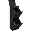 Arregui Top CR226-B Pattumiera Differenziata 2 Scomparti | 2x17 L (34 L) | Contenitore in Acciaio con Cassetto Superiore | Mobile per Raccolta Differenziata | Cestino per Spazzatura da Cucina | Nero