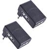 Electraline 92307 set 2 adattatori multipresa tripla 3 posti bivalenti 10/16A spina grande 16A - adattatore triplo salvaspazio nero
