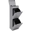 ARREGUI Top CR222-B Pattumiera Differenziata 2 Scomparti | 2x17 L (34 L) | Contenitore in Acciaio con Cassetto Superiore | Mobile per Raccolta Differenziata | Cestino per Spazzatura da Cucina | Grigio