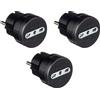 Electraline 92381 Adattatore Presa 10/16 A, Spina Schuko Adattato per i Viaggi in Germania, Spagna, Portogallo, Austria, Grecia, Turchia, Nero, Confezione da 3