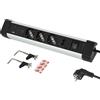 Electraline 61923 Multipresa Scrivania 3 Posti Polivalenti P40, Schuko + 10/16 A, Con USB A 3.0A e USB C PD20W Power Delivery, 2 RJ45, Cavo H05VV-F 3G1.5 2M