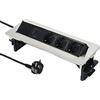 Electraline 62570 Presa retrattile da tavolo/scrivania, presa integrata, 3 prese Schuko, 2 USB 3.1A (1 tipo A 1 tipo C compatibile con le ultime tecnologie), 15,5 W, cavo da 2 m, sable
