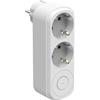 Electraline 55105 Adattatore Doppio Prima 2 Prese 16A (2P+E) Schuko Frontale, con interruttore ON/OFF, Multipresa a 2 Prese Schuko, Bianco