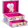 CRAZE - Portagioie Musicale per Bambina, Modello Galupy Unicorn, Carillon con Cassetto Estraibile, Interno in Velluto, Specchio e Unicorno Girevole