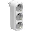 Electraline 55099 Adattatore Triplo Prima, 3 Prese 16A (2P+E) Schuko Frontale, adattatore da parete, Bianco
