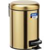 Wenko Leman-Pattumiera a Pedale per Cosmetici, con Impronte digitali, capacità 3 l, Acciaio Inox antiruggine, Oro Opaco, 17 x 25 x 22,5 cm