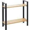 WENKO Ripiano per cucina Lou, ripiano elegante per il piano lavoro in metallo con mensole in bambù, due livelli per più spazio in cucina, (L x A x P): 32 x 33 x 11 cm, nero/marrone chiaro