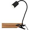 BRILONER - Lampada da scrivania con interruttore a cavo, colore luce bianca calda, orientabile, lampada da lettura, lampada a morsetto, lampada da comodino, lampada da ufficio, altezza 40 cm, nero