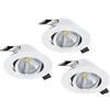 Eglo Set 3 faretti LED da incasso Saliceto, dimmerabili, plafoniere rotonde