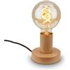 BRILONER - Mini lampada da tavolo con interruttore a cavo, retrò, vintage, E27, max. 10 W, lampada, lampada da comodino, lampada da tavolo, 10x9 cm LxA, aspetto legno