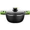BRA, Casseruola Prior con coperchio in vetro e manici in silicone, 32 cm, Nero (schwarz)