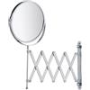 Wenko 15165100 Specchio Cosmetico da Parete Telescopico Exclusiv, Acciaio, Materiale Plastico, 19 x 38,5 x 50 cm, Cromo