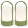 BRILONER - Set di 2 lampade da tavolo LED senza fili IP44 con touch, dimmerabili a livelli, lampada da scrivania senza fili, lampada ricaricabile, comodino, per esterni, 8,5x8x15,5 cm, verde lime