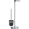 WENKO Parus Piantana Portarotolo e Scopino WC, Acciaio Inossidabile Lucido, Metallo, Materiale plastico, Argento/Nero