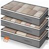 Romon Scatole per Armadio, 3 Pezzi 75L Scatole per Vestiti, Scatola per Organizer Armadio Pieghevole, Scatoloni per Trasloco Contenitori Sottoletto Salvaspazio per Coperte Biancheria da Letto, Grigio