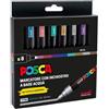 POSCA - Uniposca Set con Pennarelli Acrilici Punta Tonda 1.8 - 2.5 mm, Colori per Tessuti, Legno, Vetro e Altro, Pennarelli Acquerellabili Uni Posca Professionali e Cartoleria, Resistenti a Acqua/Luce