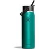 Hydro Flask - Lightweight Wide Flex Straw Cap Bottle 946 ml (32oz) - Acciaio Inox, Ermetico con Cinghia - Isolato Freddo 24 Ore - Emerald Green