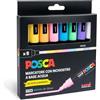 POSCA - Uniposca Set con Pennarelli Acrilici Punta Tonda 1.8 - 2.5 mm, Colori per Tessuti, Legno, Vetro e Altro, Pennarelli Acquerellabili Uni Posca Professionali e Cartoleria, Resistenti a Acqua/Luce