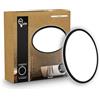 B.K.Licht - Pannello LED piatto con illuminazione indiretta, luce bianco neutro, protezione IP44, plafoniera bagno, plafoniera cucina, lampadario, lampada soffito, 24 x 3 cm, nero