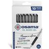 OSAMA - Penne Nere con Inchiostro Gel OBG, Set 10 Pezzi, Penna gel Superscorrevole e Precisa a Scatto, Penna a Sfera 1.0mm per Cancelleria Scuola, Ufficio e Università, Penne Ideali per Cartoleria