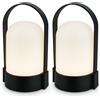 BRILONER - Set di 2 lampade da tavolo LED senza fili IP44 con touch, dimmerabili a livelli, lampada da scrivania senza fili, lampada ricaricabile, comodino, per esterni, 8,5x8x15,5 cm, nero