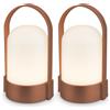 BRILONER - Set di 2 lampade da tavolo LED senza fili IP44 con touch, dimmerabili a livelli, lampada da scrivania senza fili, lampada ricaricabile, comodino, per esterni, 8,5x8x15,5 cm, marrone