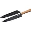 Nirosta Coltello Chef da cucina in acciaio inox, lama con rivestimento antiaderente, manico in acacia 100% FSC, coltello con custodia protettiva, lavare a mano, dimensione 34 cm, Linea Flow
