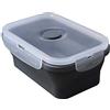 Fackelmann Contenitore Lunch box universale in silicone per conservazione, cottura, porta pranzo, 540 ml. Salvaspazio 16,5x10,5x6,5cm (colore: grigio), quantità: 1 pezzo