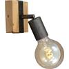 Briloner Leuchten - Lampada da parete, applique, faretto retrò, vintage, girevole e orientabile, 1x E27, metallo-legno, colore: grigio piombo, 25W, 100x103x90mm (LxPxA)