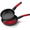 BRA, Set di padelle in alluminio pressofuso antiaderente set di padelle 20-24 cm rosso [Esclusiva Amazon]