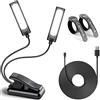 CAHAYA Lampada per Lettura con Pinza Dual Head Luci per Leggio Musicale con 32 LED Luminoso Luce a Clip Portabile con 3 Intensità di Luminosità Cavo di Ricarica 2.5m Modello CY0243