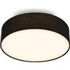 Briloner - Plafoniera LED con paralume in tessuto, 16W e 1800lm, luce bianco caldo, plafoniera camera da letto, plafoniere, lampadario, illuminazione soggiorno, 30 x 10,5 cm, Nero