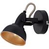BRILONER - Faretto orientabile Retro Vintage, Lampada da Parete, applique, Attacco E14 Max. 40W Non Inclusa, Paralume Ø10.5cm, Luce da Muro, metallo satinato, Nero/Oro, 100x155mm (DxA)