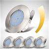 B.K.Licht Faretti LED da incasso dimmerabili, 5,5W, diametro foro 60mm, 5 faretti da bagno ultrasottili, luce calda, resistenti agli schizzi d'acqua, plastica nickel opaco, 230V IP44