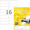 TopStick Etichette Multiuso Autoadesive - 16 per Foglio A4, 100 Fogli, 105 x 35 mm, 1600 Totali - Universali Vuote per Stampanti Laser e Inkjet, Bianco