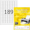 TopStick Etichette multiuso autoadesive, 189 etichette per foglio A4, 100 fogli, 25,4 x 10 mm, 18900 etichette, etichette adesive universali vuote, per stampanti laser e inkjet, bianco
